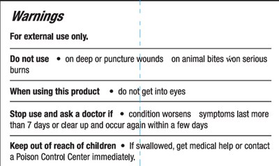 Walmart (Assurance Barrier Cream Warnings Label)